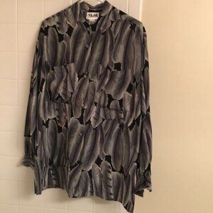 MM by Krizia Vintage Silk Black & Gray Size 4 Blouse